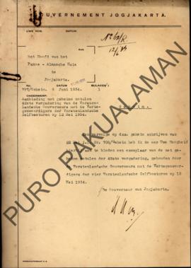 Surat No.797/Geheim dari Gubernur Yogyakarta kepada Kepala Pakualaman perihal penawaran notulen r...