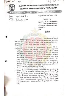 Surat dari Kepala Bidang Hubpenmas Kantor Wilayah Departemen Penerangan Daerah Istimewa Yogyakart...