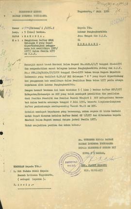 Daftar OT 1/1977 Kabupaten/Kotamadya se DIY sebagai bahan pertimbangan penggunaan hak pilih pada ...