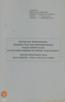 Petunjuk Operasional Rehabilitasi dan Rekonstruksi Pasca Gempa Bumi di Provinsi  Daerah Istimewa ...