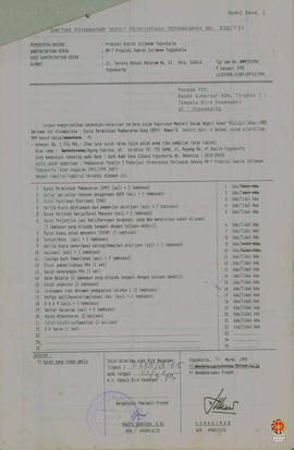 Berkas laporan keuangan Proyek Pembangunan Prasarana Fisik Gedung BP 7 Provinsi DIY TA 1994/95
