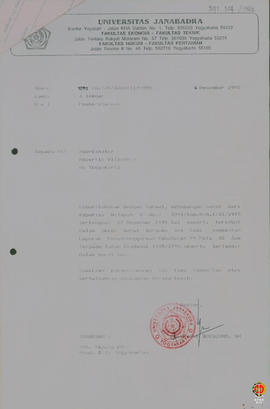 Surat dari Rektor Universitas Janabadra Yogyakarta kepada Kepala BP-7 Prop. DIY dan Koordinator K...