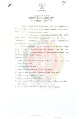Keputusan Sidang Pleno XXXIV Dewan Pers tanggal 1-2 Maret 1991 di Jayapura-Irian Jaya.