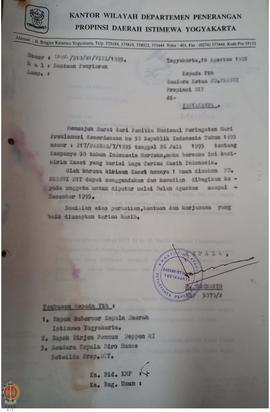 Surat dari Kepala Kantor Wilayan Departemen Penerangan Provinsi Daerah Istimewa Yogayakarta kepad...