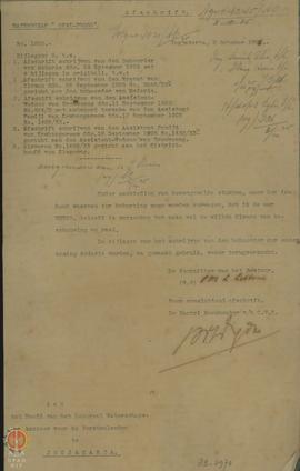 Salinan surat dari Voorzitter van het Bestuur Waterschap “Opak-progo” tertanggal 2 Oktober 1925 N...