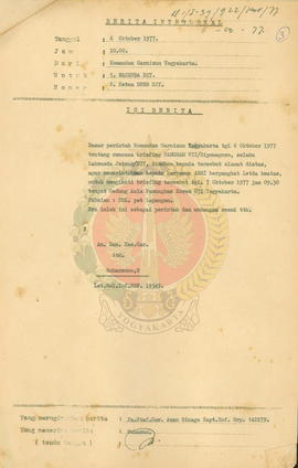 Breifing PANGDAM VII/Diponegoro tanggal 7 Oktober 1977 di Aula Korem 072 Yogyakarta