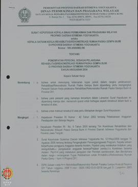 Surat Keputusan Kepala Dinas Pemukiman dan Prasarana Wilayah Provinsi Daerah Istimewa Yogyakarta ...