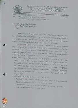 Surat dari Kepala Kantor Wilayah XIV Direktorat Jenderal Perbendaharaan Yogyakarta kepada Direktu...