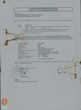 Surat dari Penanggung Jawab Pelaksana (PJP) Kecamatan Galur Bapak Jumanto, SH kepada Pejabat yang...