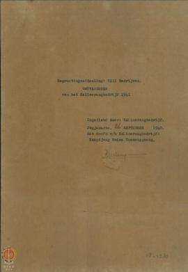 Anggaran Pekerjaan VIII Proyek Kaliurang untuk tahun 1941