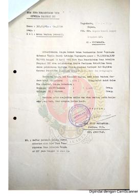 Surat dari Setwilda Provinsi Yogyakarta kepada Kepala Kantor Wilayah Departemen Penerangan Yogyak...
