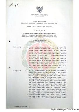 Surat Keputusan Direktur Jenderal Pembinaan Pers dan Grafika Nomor : 02A/SK/ DITJEN PPG/1993 tent...