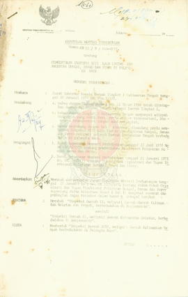Fotocopy Keputusan Menteri Perhubungan No. KM 93/U/Fab-1977 tentang Pembentukan Inspeksi XIII lal...