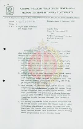 Surat dari Kepala Kantor Wilayah Departemen Penerangan Daerah Istimewa Yogyakarta kepada Meteri P...