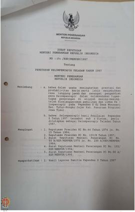 Surat Keputusan Menteri Penerangan Republik Indonesia Nomor : 174/KEP/MENPEN/ 1997 tentang Peneta...