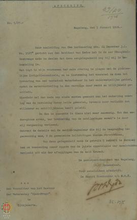 Surat dari Asisten Residen Magelan tertanggal 5 Januari 1926 Nomor 5/27 ditujukan pada Voorzitter...