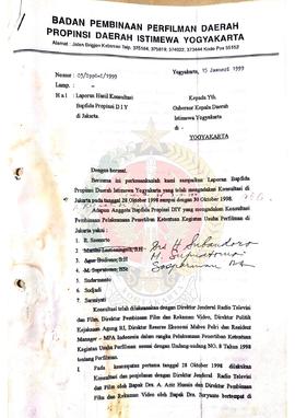 Surat dari Ketua Badan Pembinaan Perfilman Daerah Provinsi Daerah Istimewa Yogyakarta kepada Gube...