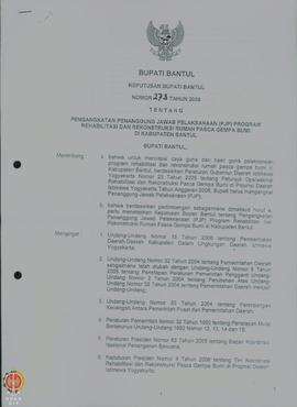 Surat Keputusan Bupati Bantul Nomor 273 Tahun 2006 tentang Pengangkatan Penanggung Jawab Pelaksan...