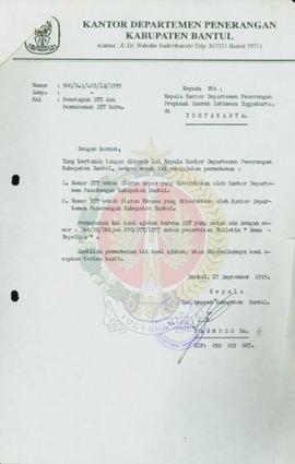 Surat dari Kepala Kantor Departemen Penerangan Kabupaten Bantul kepada Kepala Kantor Departemen P...