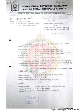 Surat dari Kepala Kantor Wilayah Departemen Penerangan Daerah Istimewa Yogyakarta kepada Menteri ...