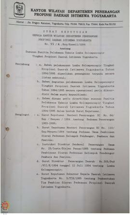 Surat Keputusan Kepala Kantor Wilayah Departemen Penerangan Daerah Istimewa Yogyakarta Nomor : 11...