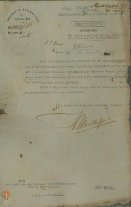 Surat dari Kepala Afdeeling Serajoe Nomor 4450/N tanggal 21 Oktober 1927 ditujukan kepada Kepala ...