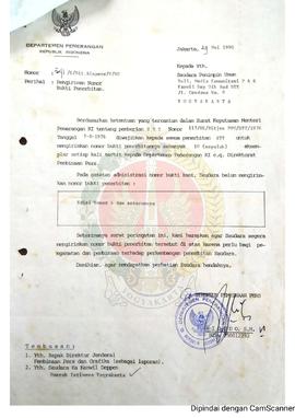 Surat dari Direktur Pembinaan Pers Depertemen Penerangan Republik Indonesia kepada Pemimpin Umum ...