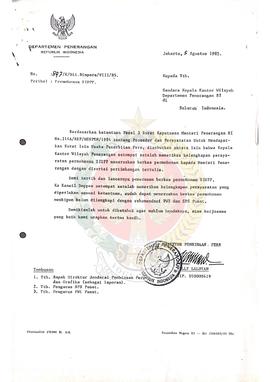 Surat dari Direktur Pembinaan Pers Departemen Penerangan kepada Kepala Kantor Wilayah Departemen ...