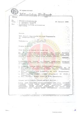 Surat dari Direktur Utama PT. Badan Penerbit Kedaulatan Rakyat kepada Kepala Kepolisian Wilayah Y...