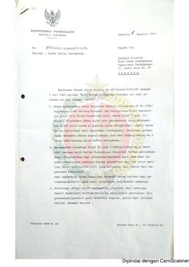 Surat dari Direktur Pembinaan Pers Departemen Peneranggan Republik Indonesia kepada Direktur Bina...