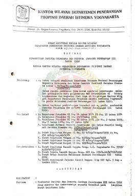Surat Keputusan Kepala Kantor Wilayah Departemen Penerangan Daerah Istimewa Yogyakarta Nomor : 12...