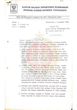 Berkas surat dari Kepala Kantor Wilayah Departemen Penerangan Daerah Istimewa Yogyakarta kepada M...