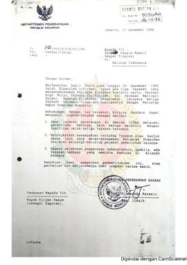 Surat dari Direktur Penerangan Daerah Departemen Penerangan Republik Indonesia kepada Kepala Kant...