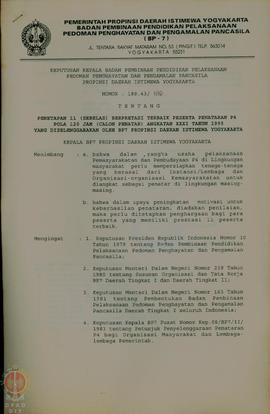 Surat Keputusan Kepala BP-7 Provinsi DIY Nomor 188.43/1116 tentang penetapan 11 (sebelas) berpres...