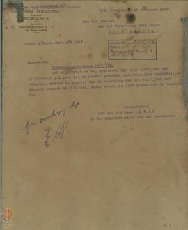 
Surat dari Suiker Fabrik (Pabrik Gula) Poendoeng kepada Bestuur Waterschap “Opak – Progo” tangga...