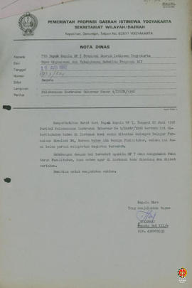Nota dinas yang ditujukan kepada Kepala BP-7 Propinsi DIY dari Kepala Biro Organisasi dan Tatalak...