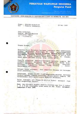 Surat dari Persatuan Wartawan Indonesia Pengurus Pusat Jakarta Kepada Pemimpin Redaksi Surat Kaba...