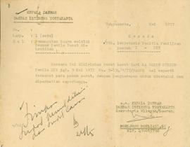 Surat kawat dari Kepala Bakor Siskom Pemilu 1977 tentang pemungutan suara melalui Senkom Pemilu P...