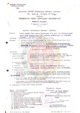 Keputusan Menteri Penerangan Republik Indonesia Nomor : 0206/SK/DPHM/SIT/1966 tentang pemberian i...