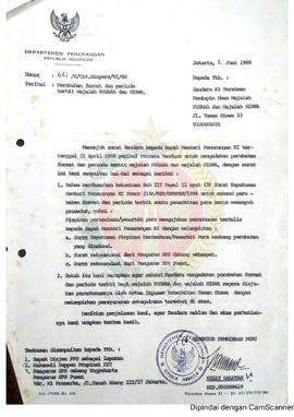 Surat dari Direktur Pembinaan Pers Departemen Penerangan Republik Indonesia kepada Ki Suratman Pe...