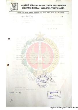 Surat dari Kepala Bagian Umum yang bertindak atas nama Kepala Kantor Wilayah Departemen Peneranga...