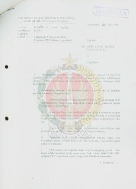Surat dari Kepala Kepolisian Daerah Istimewa Yogyakarta kepada Kepala Kantor Wilayah Departemen P...