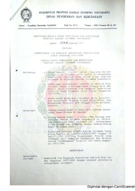 Keputusan Kepala Dinas Pendidikan dan Kebudayaan Provinsi Daerah Istimewa Yogyakarta Nomor 103.B/...