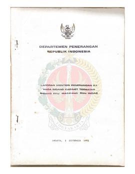 Laporan Menteri Penerangan Republik Indonesia pada Sidang Kabinet Terbatas Bidang EKO Wasbang (Ek...