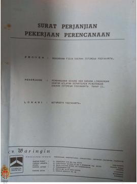 Buku Surat Perjanjian Pekerjaan Perencanaan Proyek: Prasarana Fisik Daerah Istimewa Yogyakarta, P...