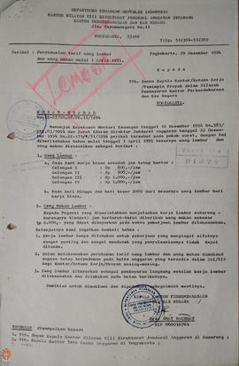 Surat Edaran dari Kantor Perbendaharan dan Kas Negara (KPKN) Yogyakarta perihal penyesuaian tarif...