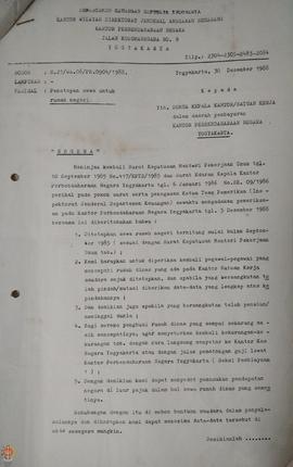 Surat Edaran Kepala Kantor Perbendaharaan Negara (KPN) Yogyakarta Nomor : S.21/ WA.06/PB.0904/198...