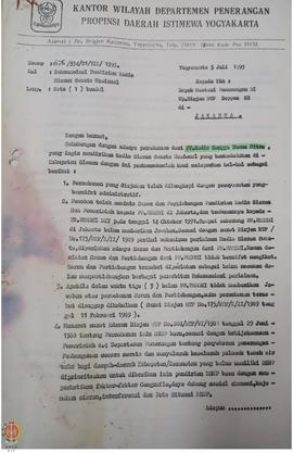 Surat dari Kepala Kantor Wilayah Departemen Penerangan Provinsi Daerah Istimewa Yogyakarta selaku...