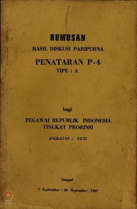 Rumusan hasil diskusi paripurna penataran P-4 tipe A bagi Pegawai Republik Indonesia Tingkat Prop...