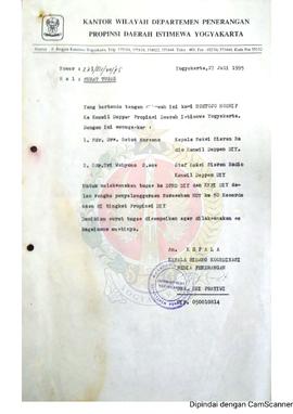 Surat tugas dari Kepala Bidang Koordinasi Media Penerangan atas nama Kepala Kantor Wilayah Depart...